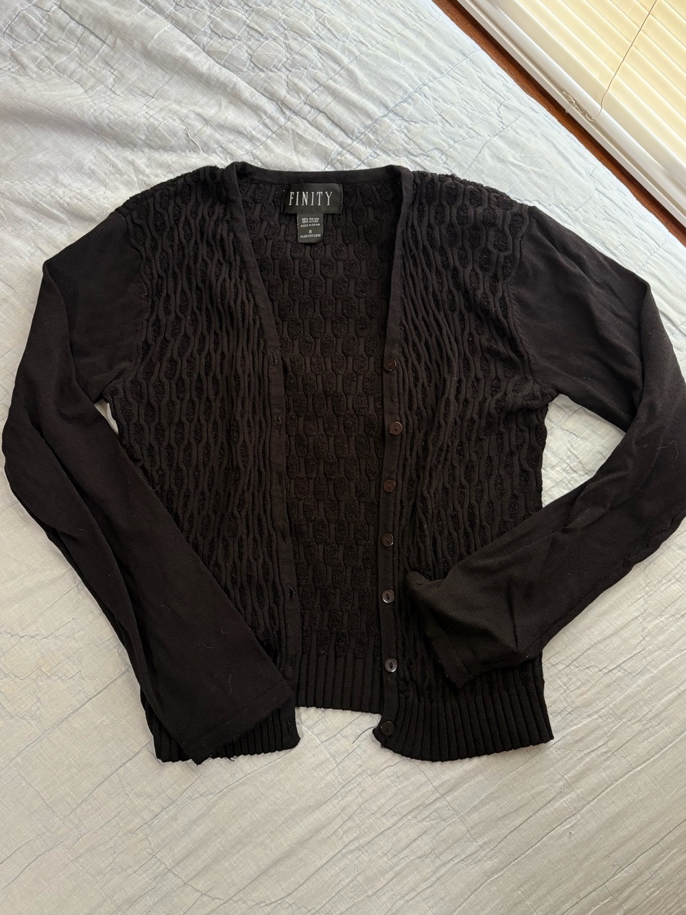 Finity 90s Black Long Sleeve Sweater Cardigan Size small - medium Cottage